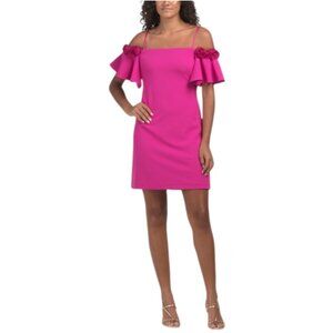 ADRIANNA BY ADRIANNA PAPELL Cold Shoulder 3d Floral Cocktail Mini Dress